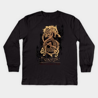 Fenrir: The Monster Wolf of Norse Mythology Kids Long Sleeve T-Shirt